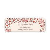 Whimsical Christmas Wreath & Preppy Bows Address ラベル (正面)