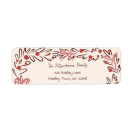 Whimsical Christmas Wreath & Preppy Bows Address ラベル