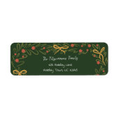 Whimsical Christmas Wreath & Preppy Bows Address ラベル (正面)