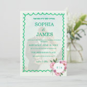 Whimsical Citrus Green & flower Wedding  招待状 (スタンド正面)