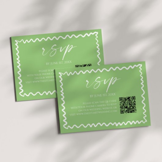 Whimsical Citrus Green QR Code Wedding 出欠カード