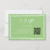 Whimsical Citrus Green QR Code Wedding 出欠カード (正面)