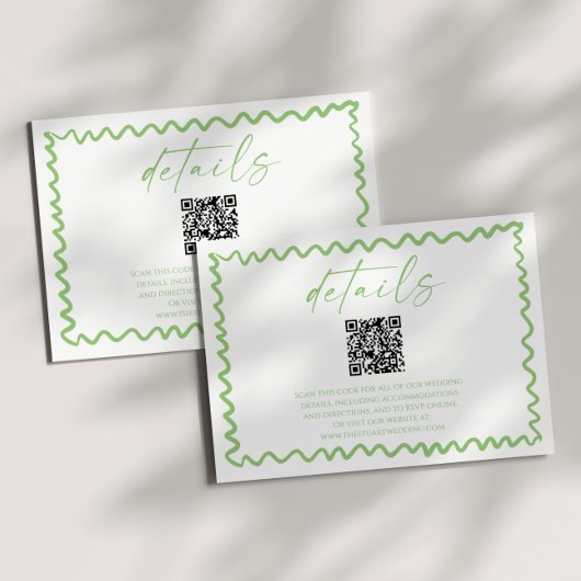 Whimsical Citrus Green QR Code Wedding Details エンクロージャーカード