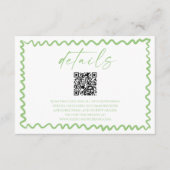 Whimsical Citrus Green QR Code Wedding Details エンクロージャーカード (正面)