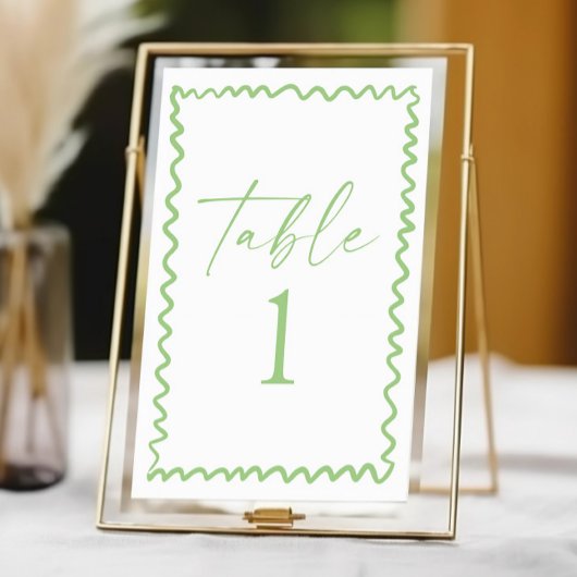Whimsical Citrus Green Wavy Border Wedding テーブルナンバー