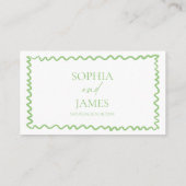 Whimsical Citrus Green Wavy Border Wedding プレイスカード (裏面)