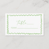 Whimsical Citrus Green Wavy Border Wedding プレイスカード (正面)