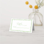 Whimsical Citrus Green Wavy Border Wedding プレイスカード (正面)