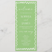 Whimsical Citrus Green Wavy Border Wedding プログラム (正面)