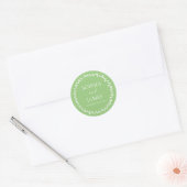 Whimsical Citrus Green Wavy Border Wedding ラウンドシール (封筒)