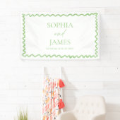 Whimsical Citrus Green Wavy Border Wedding 横断幕 (インサイチュ)