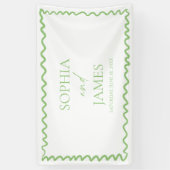 Whimsical Citrus Green Wavy Border Wedding 横断幕 (縦)