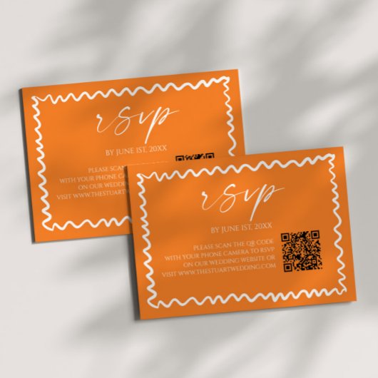 Whimsical Citrus Orange QR Code Wedding 出欠カード
