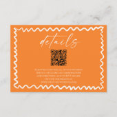 Whimsical Citrus Orange QR Code Wedding Details エンクロージャーカード (正面)