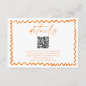 Whimsical Citrus Orange QR Code Wedding Details エンクロージャーカード (正面)