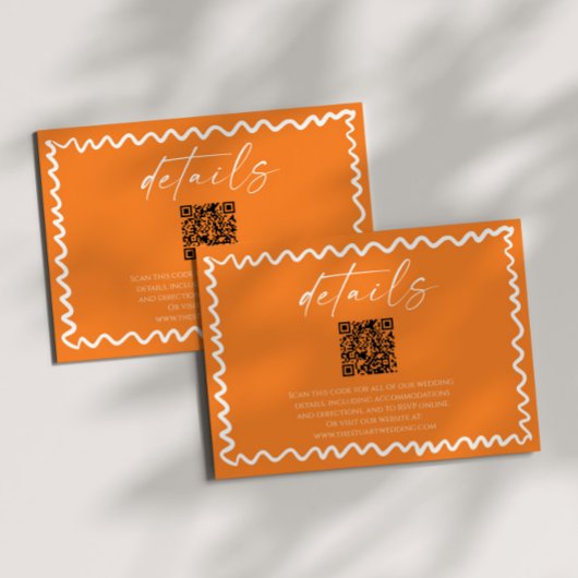 Whimsical Citrus Orange QR Code Wedding Details エンクロージャーカード
