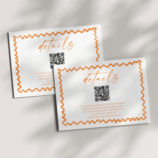 Whimsical Citrus Orange QR Code Wedding Details エンクロージャーカード