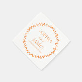 Whimsical Citrus Orange Wavy Border Wedding スタンダードカクテルナプキン (角)