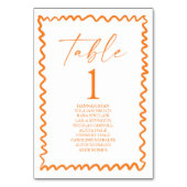 Whimsical Citrus Orange Wavy Border Wedding テーブルナンバー (裏面)