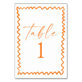 Whimsical Citrus Orange Wavy Border Wedding テーブルナンバー (正面)