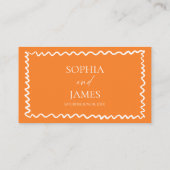Whimsical Citrus Orange Wavy Border Wedding プレイスカード (裏面)