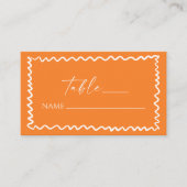 Whimsical Citrus Orange Wavy Border Wedding プレイスカード (正面)