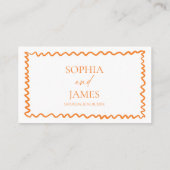 Whimsical Citrus Orange Wavy Border Wedding プレイスカード (裏面)
