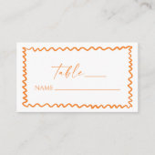 Whimsical Citrus Orange Wavy Border Wedding プレイスカード (正面)