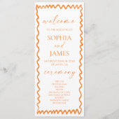 Whimsical Citrus Orange Wavy Border Wedding プログラム (正面)