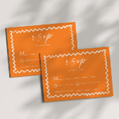 Whimsical Citrus Orange Wavy Border Wedding 出欠カード
