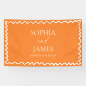Whimsical Citrus Orange Wavy Border Wedding 横断幕 (横)