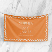 Whimsical Citrus Orange Wavy Border Wedding 横断幕