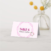 Whimsical Citrus Pink & flower Wedding   プレイスカード (正面)