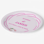 Whimsical Citrus Pink & flower Wedding  Sign ペーパープレート (アングル)