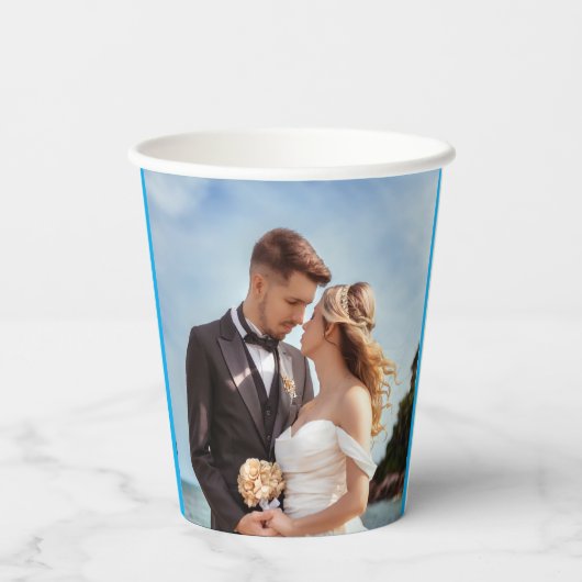 Whimsical Citrus Pink & flower Wedding  Sign 紙コップ (裏面)