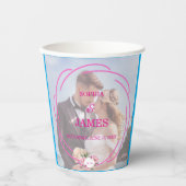 Whimsical Citrus Pink & flower Wedding  Sign 紙コップ (正面)