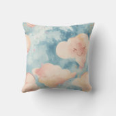 Whimsical Clouds Baby Girl Custom Birth Stats クッション (裏面)