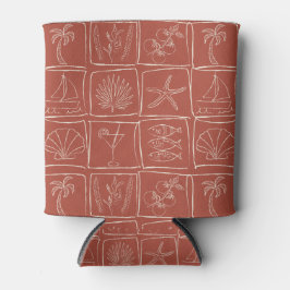 Whimsical Coastal Mediterranean Tile Terracotta 缶クーラー