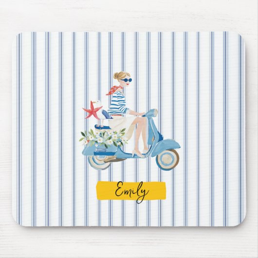 Whimsical Coastal Motorbike マウスパッド (正面)