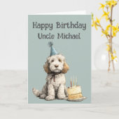 Whimsical Cockapoo Dog Birthday Card カード (黄色い花)