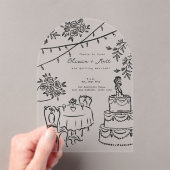Whimsical Cocktail Hand Drawn Wedding Invitation アクリル招待状 (インサイチュ (ポータブル))