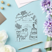 Whimsical Cocktail Hand Drawn Wedding Invitation アクリル招待状 (インサイチュ (ウェディング))
