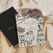 Whimsical Cocktail Minimalist Wedding Invitation 招待状