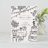 Whimsical Cocktail Minimalist Wedding Invitation 招待状 (スタンド正面)