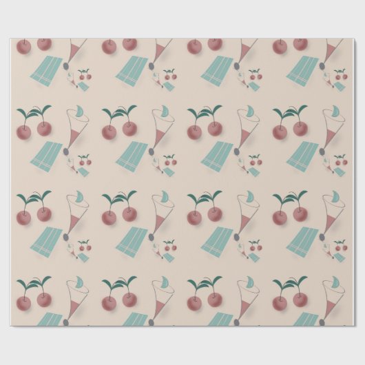 Whimsical cocktail wrapping paper ラッピングペーパー (フラット)