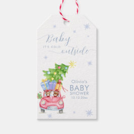 Whimsical Cold Outside Reindeer Bear Baby Shower  ギフトタグ