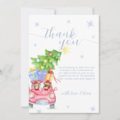 Whimsical Cold Outside Reindeer Bear Baby Shower  サンキューカード (正面)