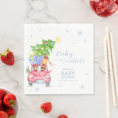 Whimsical Cold Outside Reindeer Bear Baby Shower スタンダードランチョンナプキン (インサイチュ)