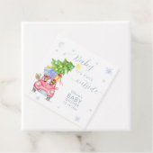 Whimsical Cold Outside Reindeer Bear Baby Shower  フェイバータグ (インサイチュ)