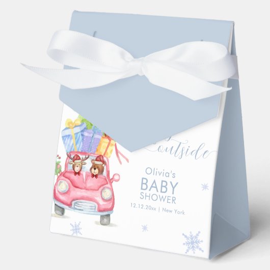 Whimsical Cold Outside Reindeer Bear Baby Shower  フェイバーボックス (正面)